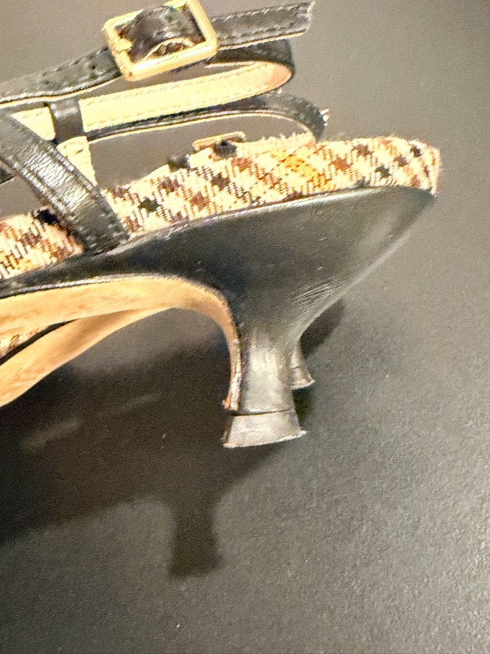 Kate Spade Daxton kitten heel houndstooth leopard pumps, slingback pointy toe 7 - Picture 5 of 11